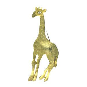 Giraffe Brooch Pin Rhinestones Jewelry Goldtone Large Africa Safari